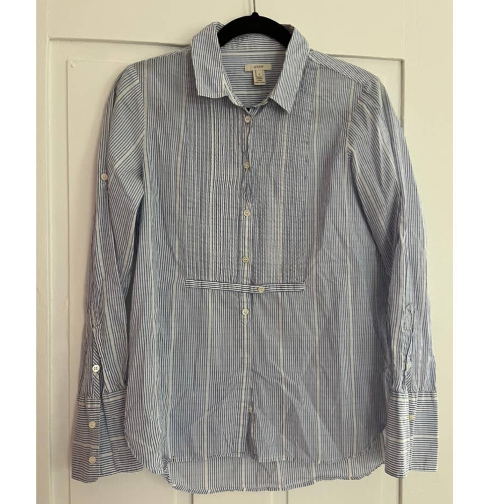 J.Crew Tuxedo Blue & White Pin Stripe Button Down Size 4